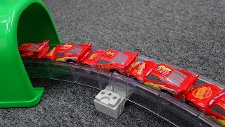 Disney Cars drive into Tunnel Linear Motor Car Transform Play [upl. by Adnamra]