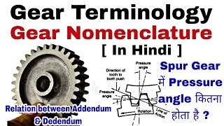 Gear Terminology  Gear Nomenclature in Hindi  Spur Gear Nomenclature [upl. by Naoh]