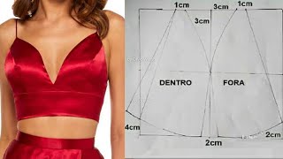 How to draft pattern for Bralette  Cómo hacer un patrón de bralette How To Make Bralette  DIY Bra [upl. by Nolek119]