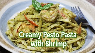 Creamy Pesto Pasta with Shrimp  Pesto Pasta Recipe [upl. by Sibell]