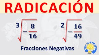 🚩RADICACIÓN de FRACCIONES NEGATIVAS  RADICACIÓN de NÚMEROS RACIONALES NEGATIVOS  Juliana la Profe [upl. by Yoshi60]