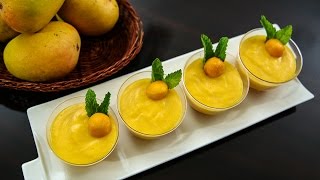 Eggless Mango Mousse  Eggless Recipe  Mango Recipes  No Gelatin Dessert Recipe by Ruchi Bharani [upl. by Fessuoy]