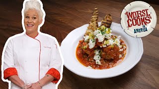 Anne Burrell Makes Meatballs with Marinara  Worst Cooks in America  Food Network [upl. by Ritch773]