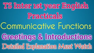 TS Inter 1st year English Practicals Communicative Functions Explanation [upl. by Cooper564]