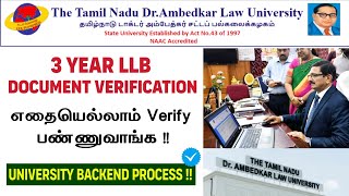 3 Year LLB Document Verification Backend Process  Law Admission Counselling Updates  TNDALU Update [upl. by Nauwtna]