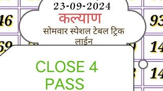 Kalyan open 23092024  kalyan single jodi trick  kalyan matka  kalyan chart  kalyan open today [upl. by Ellesirg]