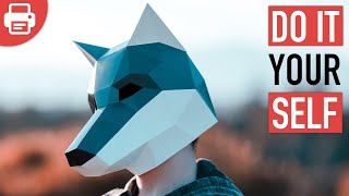 How to make a Dog Mask with Paper or Cardboard  DIY Printable Template [upl. by Tlok]