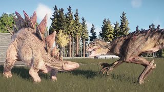 Scorpios Rex Vs Stegosaurus  Jurassic World Evolution 2 [upl. by Naneek]