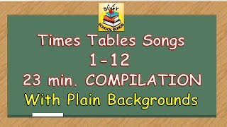 Times Tables Songs 112 for Kids w Plain Backgrounds  23 Min COMPILATION  Silly School Songs [upl. by Richter]