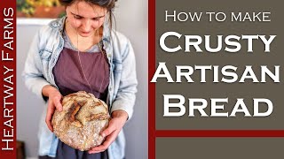 How to Make Crusty Artisan Bread  Easy Homemade Bread  Beginner Artisan Bread  Heartway Farms [upl. by Qirat788]