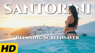 Relaxing Santorini Screensaver Santorini Drone Travel Video Relaxing World Scenes [upl. by Llireva]