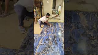 Living room big floor tiles installation  160cm x 80 cm [upl. by Eyllek384]