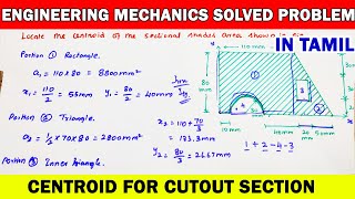 Engineering mechanics solved problem centroid for cutout section centroidal distance centroid [upl. by Eeroc651]