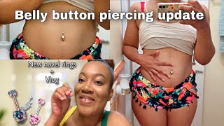 BELLY BUTTON PIERCING UPDATE healing process 1 week update   vlog [upl. by Weissberg]