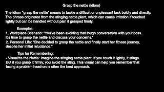 Understanding the Idiom ‘Grasp the Nettle’  Meaning Origin and Examples [upl. by Aerdnwahs]