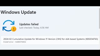 Fix Update KB5034765 Not Installing Install Error 0x80070002 Windows 11Version 23H222H2 [upl. by Volding375]