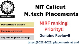 NIT Calicut Mtech placements 20212022  CCMT 2023  Genuine review ccmt2023 [upl. by Adnuahsor]