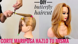 Corte Mariposa  DIY Butterfly Haircut [upl. by Ayiram513]