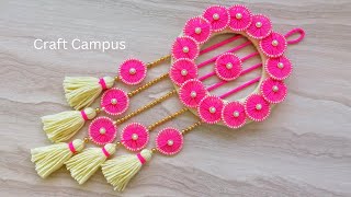 DIY EASY BANGLES TORAN  WALL HANGING CRAFT IDEAWOOLEN TORAN amp WOOL HANGINGGATE TORAN [upl. by Ycats]