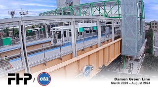 Chicago Transit Authority Damen Green Line Station Official 4K TimeLapse [upl. by Anertal]