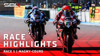 Highlights of a dramatic Race 1 at MagnyCours 🤯  FRAWorldSBK 🇫🇷 [upl. by Eihcra479]