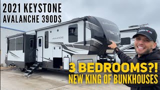 3 Bedroom Fifth Wheel My New Favorite RV  2021 Keystone Avalanche 390DS [upl. by Ggerg]