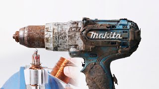 Revive the Makita 454 electric drill rewind the motor and repair multiple faults [upl. by Nyrad973]