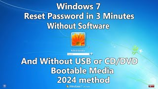 2024 How to Reset Windows 7 Password without any Software or Bootable USBCDDVD media [upl. by Nylahsoj56]