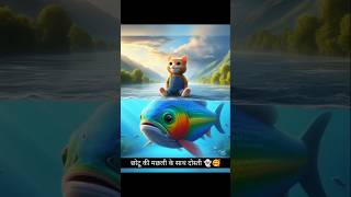 छोटू और मछली की दोस्ती। Little cat aicat story cute cat aiart [upl. by Flann]