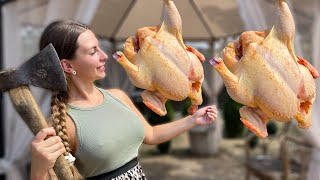 Whole Fried Chicken Recipe l Relaxing Cooking in Village ASMR [upl. by Yelsek]