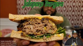 Jalapeno Cheese Burgers  Zero Carb Bread Keto  Low Carb  Cooking With Thatown2 [upl. by Roger]