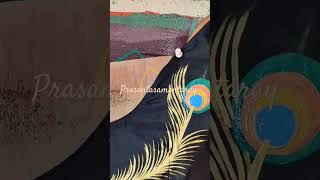 pattachitra saree and blouse painting shortsytshortsdrawingpainting [upl. by Nosittam]