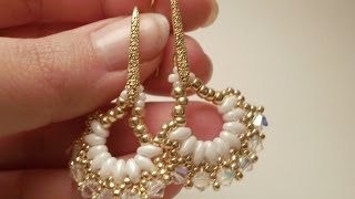 TUTORIAL orecchini Vintage Fan con Superduo e Swarovski  Superduo earrings TUTORIAL [upl. by Hamer846]