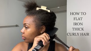 How to flat iron thick curly hair  Story time [upl. by Arny]