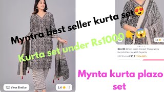 Kurta plazo with dupatta set😍👆kurta set under Rs1000😱😍👆myntra kurta set [upl. by Dnalyar]