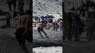 Boys Pond Skim  Water Slide Challenge Grimentz 49 skiing ski switzerland suisse schweiz [upl. by Archangel]