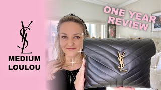 YSL Medium Loulou bag review 🤩  1 year unboxing  What’s in my Saint Laurent designer LouLou bag [upl. by Aplihs]