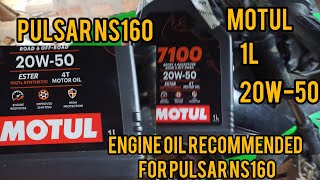 recommended engine oil for pulsar ns160 motul 20W50 engine oil for pulsar ns160 [upl. by Yslek974]