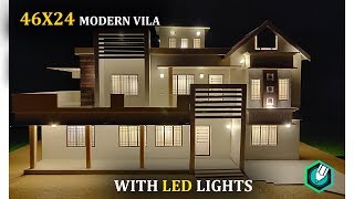 HOW to MAKE a CARDBOARD house with LED LIGHTS  46X24  CONTEMPORARY MODERN HOUSE [upl. by Sedlik]