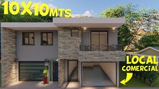 Plano de Casa con Local Comercial 10x10m [upl. by Ecnarrot]