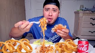 Mukbang Double CheeseBurger Onion Rings Chili Cheese Fries [upl. by Paulo]