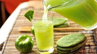 Agua de nopal  Recetas de aguas frescas  Prickley pear drink [upl. by Horbal]