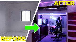 DIY LOFT BED GAMING ROOM  SMALL ROOM TRANSFORMATION with Gaming Area  75sqm  807sqft [upl. by Leibrag277]