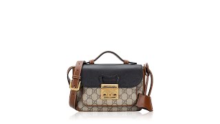 Gucci GG Supreme Padlock Mini Shoulder Bag Beige Black Cuir [upl. by Allenad840]