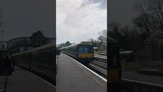 Heritage DMU departing Corfe Castle for Swanage on the Swanage Railway [upl. by Misak]