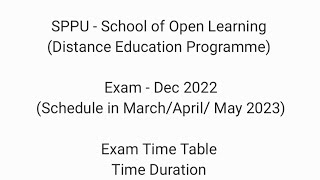 SPPU  School of Open Learning  Exam Time Table Question Paper Study Material  Guidance [upl. by Barbaraanne]