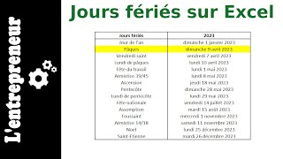 Les jours fériés sur Excel [upl. by Leahcym792]