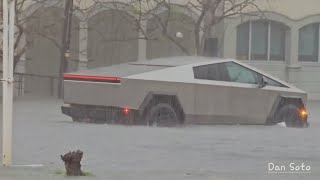 Tesla Cybertruck drives through flooded New Orleans street [upl. by Ashlin46]