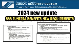 2024 SSS FUNERAL BENEFITS REQUIREMENTS [upl. by Chadd]