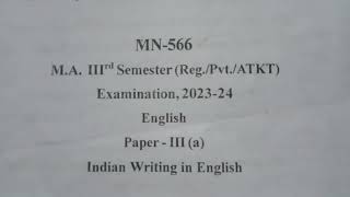 MA English 3rd semester II paper third Indian writing in englishII regular II private II ATKT II [upl. by Ahsenit758]